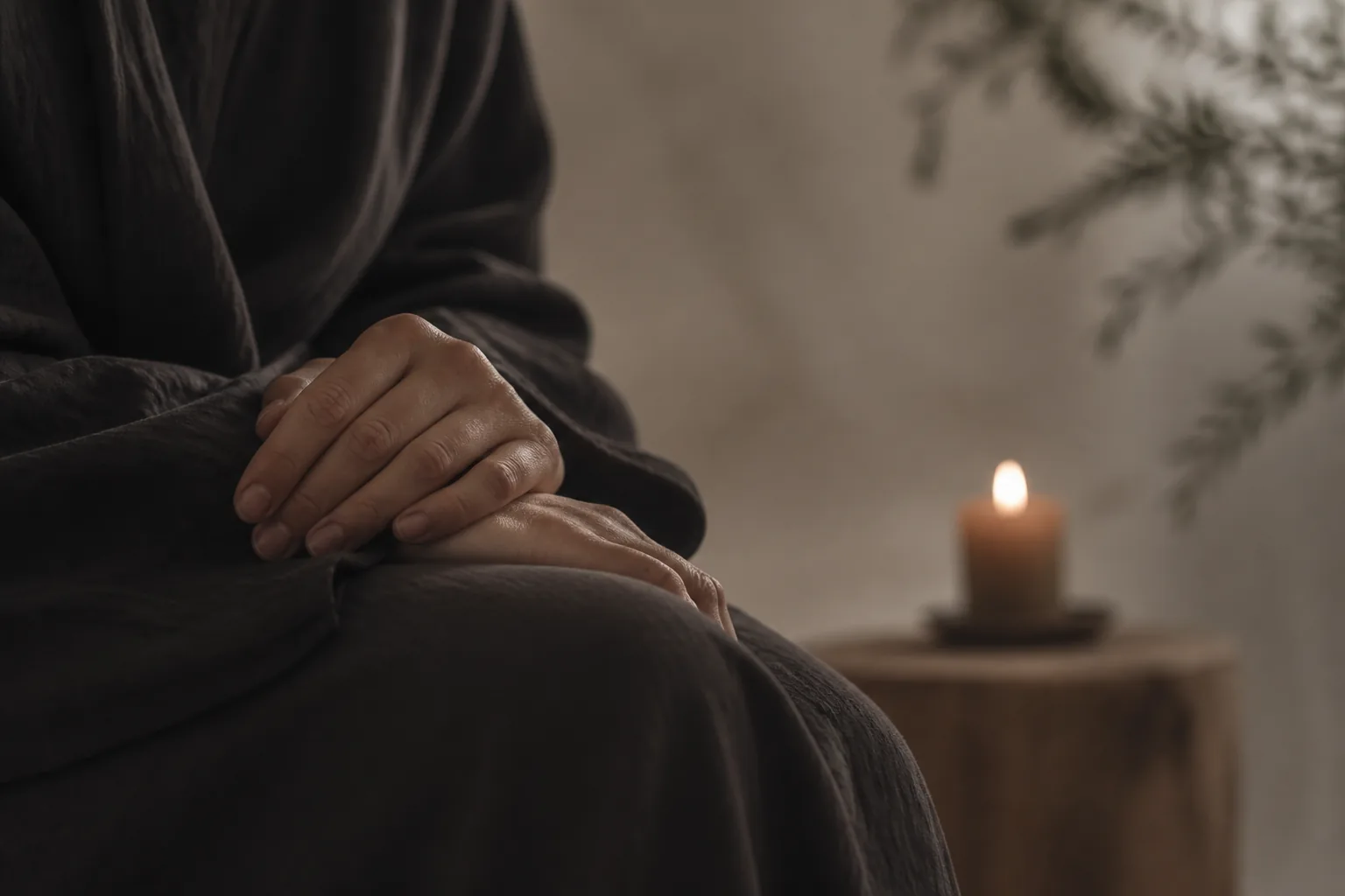 Famille en recueillement après un décès