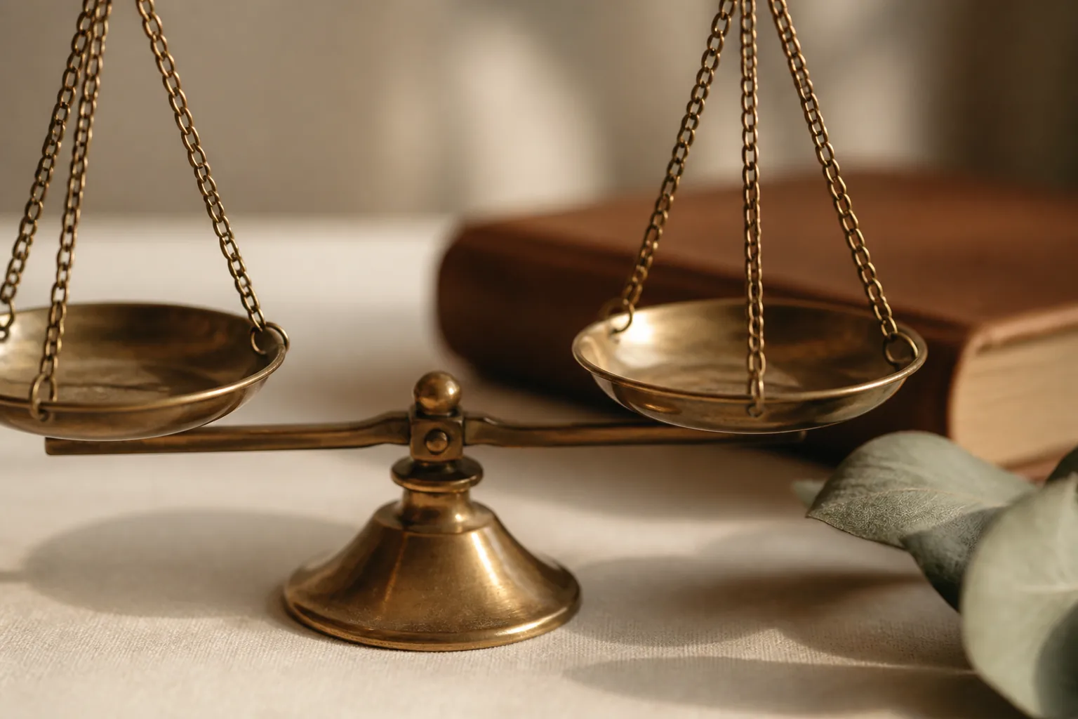 Balance de justice avec des livres de fiqh sur un bureau