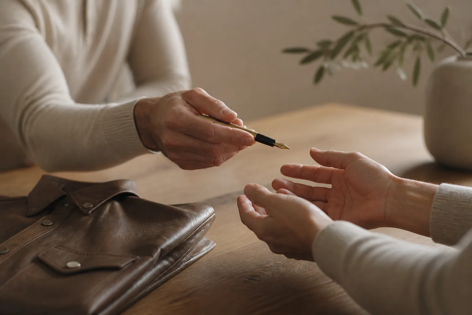Couple mixte en consultation chez un notaire spécialisé