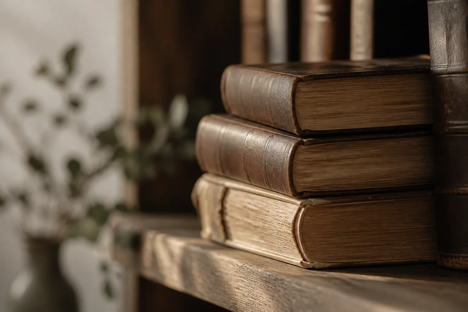 Bibliothèque de livres de fiqh islamique sur une étagère en bois