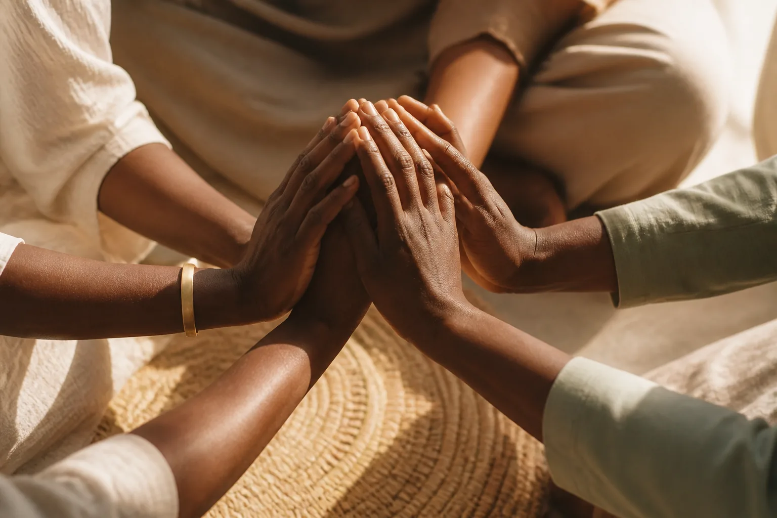 Groupe de personnes mettant en commun des ressources dans un cercle de solidarité